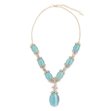 Load image into Gallery viewer, Elegant Gold Tone Crystal & Oval Resin Pearl Fashion Necklace
