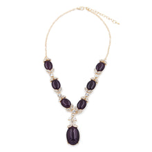 Load image into Gallery viewer, Elegant Gold Tone Crystal & Oval Resin Pearl Fashion Necklace