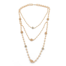Load image into Gallery viewer, Elegant Gold Tone Simulated Pearl & Rhinestone Long Layered Fashion Necklace