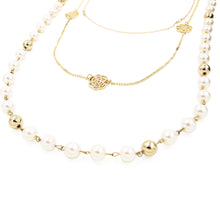 Load image into Gallery viewer, TrendsBlue Premium Long Multi-Row Layer Simulated Pearl Floral Fashion Necklace