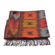 Load image into Gallery viewer, Premium Geometric Aztec Print Toggle Closure Fringe Hooded Poncho Wrap Cape