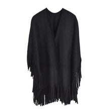 Load image into Gallery viewer, Premium Large Solid Color Tasseled Winter Poncho Shawl Wrap Cape Cardigan Coat