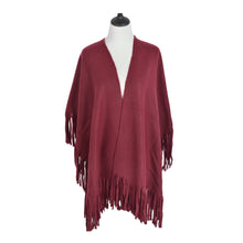 Load image into Gallery viewer, Premium Large Solid Color Tasseled Winter Poncho Shawl Wrap Cape Cardigan Coat