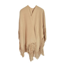 Load image into Gallery viewer, Premium Large Solid Color Tasseled Winter Poncho Shawl Wrap Cape Cardigan Coat
