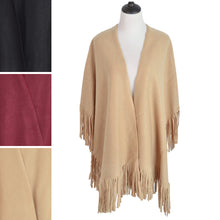 Load image into Gallery viewer, Premium Large Solid Color Tasseled Winter Poncho Shawl Wrap Cape Cardigan Coat
