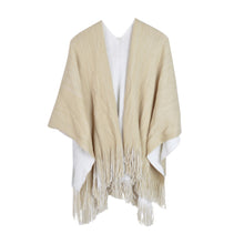 Load image into Gallery viewer, Premium Two Tone Reversible Soft Knit Fringe Shawl Wrap Poncho Cape- Diff Colors