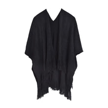 Load image into Gallery viewer, Premium Two Tone Reversible Soft Knit Fringe Shawl Wrap Poncho Cape- Diff Colors