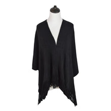 Load image into Gallery viewer, Premium Two Tone Reversible Soft Knit Fringe Shawl Wrap Poncho Cape- Diff Colors