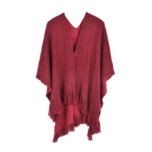 Load image into Gallery viewer, Premium Two Tone Reversible Soft Knit Fringe Shawl Wrap Poncho Cape- Diff Colors