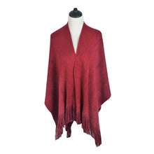 Load image into Gallery viewer, Premium Two Tone Reversible Soft Knit Fringe Shawl Wrap Poncho Cape- Diff Colors