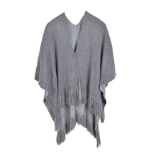 Load image into Gallery viewer, Premium Two Tone Reversible Soft Knit Fringe Shawl Wrap Poncho Cape- Diff Colors

