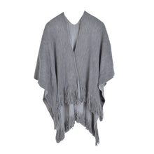 Load image into Gallery viewer, Premium Two Tone Reversible Soft Knit Fringe Shawl Wrap Poncho Cape- Diff Colors