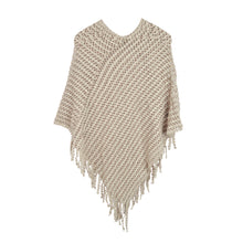 Load image into Gallery viewer, Elegant Two Tone Mesh Knit Striped Crochet Tassel Poncho Sweater Top -Diff Color