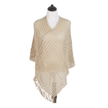 Load image into Gallery viewer, Elegant Two Tone Mesh Knit Striped Crochet Tassel Poncho Sweater Top -Diff Color