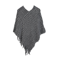 Load image into Gallery viewer, Elegant Two Tone Mesh Knit Striped Crochet Tassel Poncho Sweater Top -Diff Color