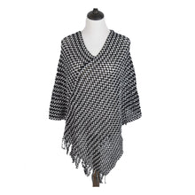 Load image into Gallery viewer, Elegant Two Tone Mesh Knit Striped Crochet Tassel Poncho Sweater Top -Diff Color