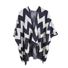 Load image into Gallery viewer, Premium Large Chevron Zig Zag Winter Fringed Poncho Cape Cardigan Wrap Top