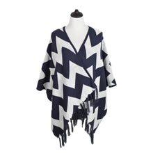 Load image into Gallery viewer, Premium Large Chevron Zig Zag Winter Fringed Poncho Cape Cardigan Wrap Top