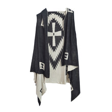 Load image into Gallery viewer, Premium Reversible Geometric Cross Kimono Vest Cardigan Poncho Sweater Top