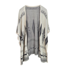 Load image into Gallery viewer, Premium Snowflakes & Reindeer Print Kimono Cardigan Blouse Poncho Sweater Top