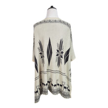 Load image into Gallery viewer, Premium Snowflakes & Reindeer Print Kimono Cardigan Blouse Poncho Sweater Top