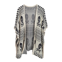 Load image into Gallery viewer, Premium Skull & Bones Geometric Print Kimono Cardigan Blouse Poncho Sweater Top