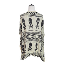 Load image into Gallery viewer, Premium Skull & Bones Geometric Print Kimono Cardigan Blouse Poncho Sweater Top