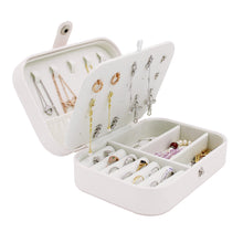 Load image into Gallery viewer, Travel Jewelry Box Organizer Case Glitter White Vegan Leather Portable Storage