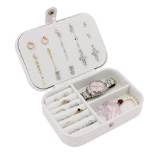 Load image into Gallery viewer, Travel Jewelry Box Organizer Case Glitter White Vegan Leather Portable Storage