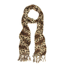 Load image into Gallery viewer, Elegant Leopard Animal Print Scarf with Fringe - Diff. Colors Avail