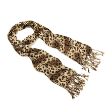Load image into Gallery viewer, Elegant Leopard Animal Print Scarf with Fringe - Diff. Colors Avail