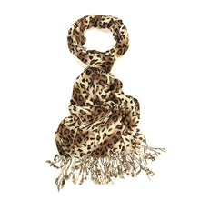 Load image into Gallery viewer, Elegant Leopard Animal Print Scarf with Fringe - Diff. Colors Avail