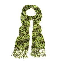 Load image into Gallery viewer, Elegant Leopard Animal Print Scarf with Fringe - Diff. Colors Avail