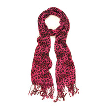 Load image into Gallery viewer, Elegant Leopard Animal Print Scarf with Fringe - Diff. Colors Avail