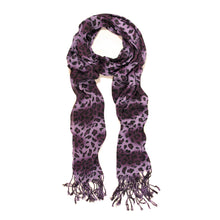 Load image into Gallery viewer, Elegant Leopard Animal Print Scarf with Fringe - Diff. Colors Avail