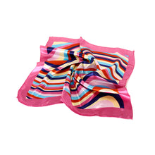 Load image into Gallery viewer, Elegant Silk Feel Wave & Square Design Satin Square Scarf - Different Colors Avail.