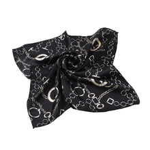 Load image into Gallery viewer, Elegant Silk Feel Plaid with Chains Design Satin Square Scarf