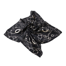 Load image into Gallery viewer, Elegant Silk Feel Plaid with Chains Design Satin Square Scarf