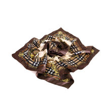 Load image into Gallery viewer, Elegant Silk Feel Plaid with Chains Design Satin Square Scarf