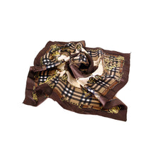 Load image into Gallery viewer, Elegant Silk Feel Plaid with Chains Design Satin Square Scarf
