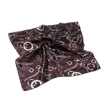 Load image into Gallery viewer, Elegant Silk Feel Plaid with Chains Design Satin Square Scarf