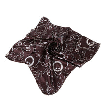 Load image into Gallery viewer, Elegant Silk Feel Plaid with Chains Design Satin Square Scarf