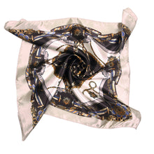 Load image into Gallery viewer, Elegant Silk Feel Plaid with Chains Design Satin Square Scarf