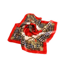 Load image into Gallery viewer, Elegant Silk Feel Plaid with Chains Design Satin Square Scarf