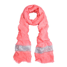 Load image into Gallery viewer, Solid Color Frayed Edge Sequin Stripe Glitter Scarf - Different Colors Avail