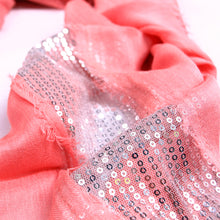 Load image into Gallery viewer, Solid Color Frayed Edge Sequin Stripe Glitter Scarf - Different Colors Avail