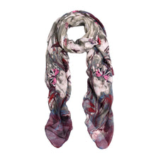 Load image into Gallery viewer, Elegant Soft Bamboo & Butterfly Print Watercolor Scarf