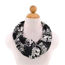 Load image into Gallery viewer, Premium Snowflake & Reindeer Fair Isle Design Infinity Loop Scarf