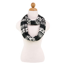 Load image into Gallery viewer, Premium Snowflake & Reindeer Fair Isle Design Infinity Loop Scarf