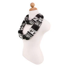 Load image into Gallery viewer, Premium Snowflake & Reindeer Fair Isle Design Infinity Loop Scarf